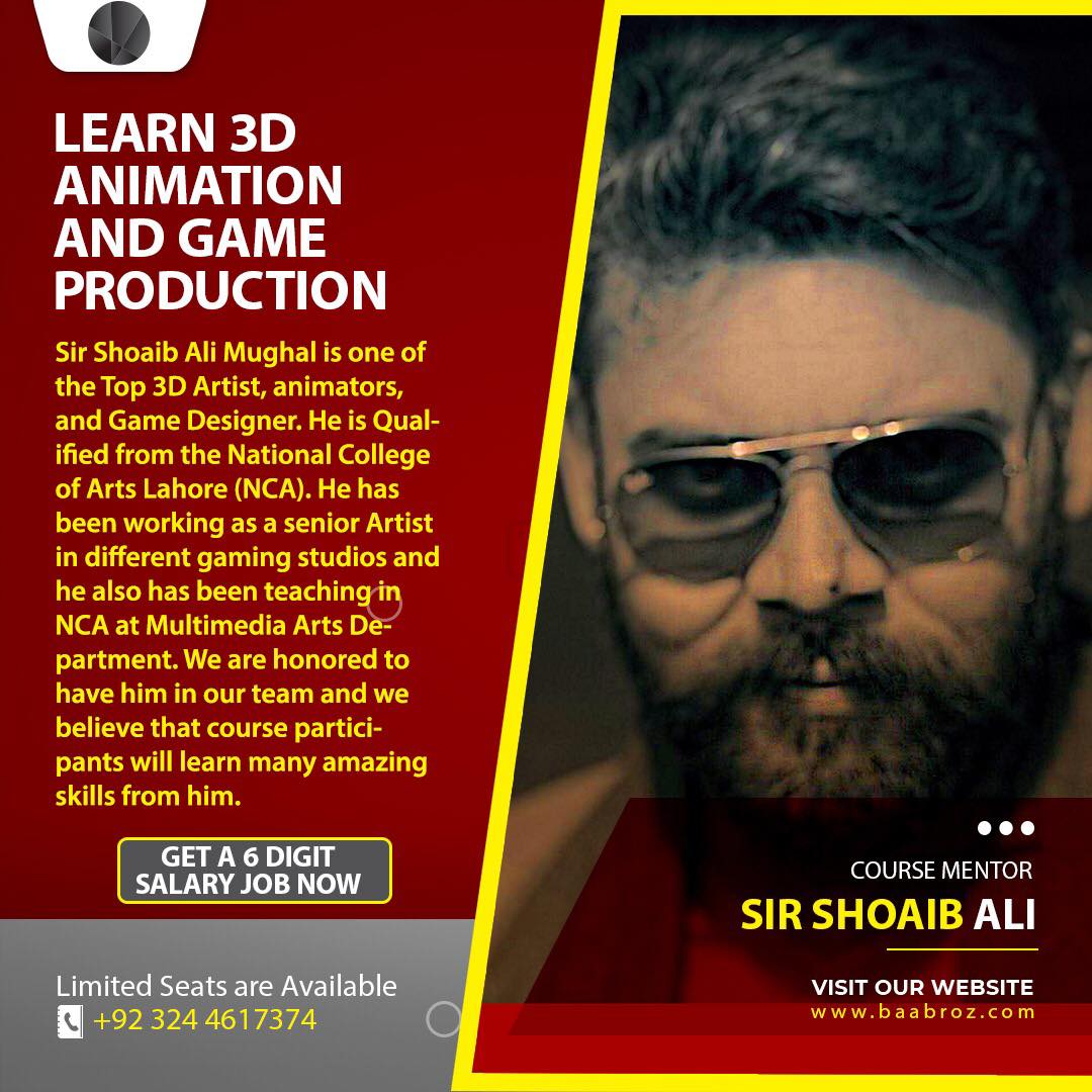 Learn from Top 3D Artist of Pakistan - Baabroz